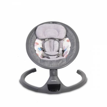 Leagan electric pentru bebelusi cu telecomanda,sezut ergonomic si rotativ,parasolar reglabil si detasabil,5 viteze de leganare,cronometru,adaptor priza,husa de insecte si pernuta reductor Cangaroo ISwing Dark Grey