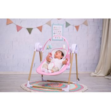 Leagan electric Twinkle cu telecomanda Pink Rhino