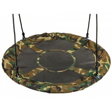 Leagan pentru copii rotund tip cuib de barza suspendat 100 cm Ecotoys MIR6001 camuflaj