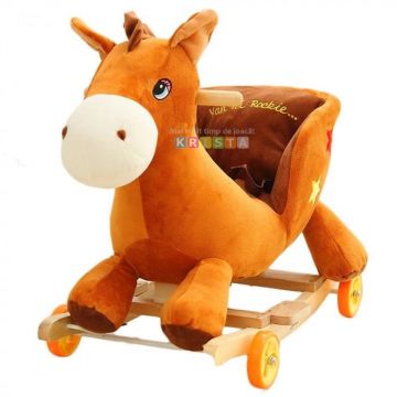 Calut  din  plus  balansoar  cu roti, cu talpi  din  lemn, cu muzica