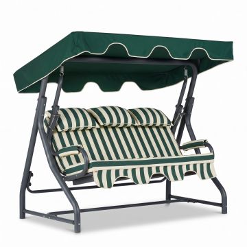Balansoar de gradina cu 3 locuri Alico, Verde, 200 x 165 x 110 cm