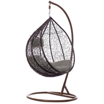 Fotoliu suspendat tip cuib oval cadru Maro si perna Gri, structura din otel, perne incluse, 103x107x195 cm,utilizare interiorexterior