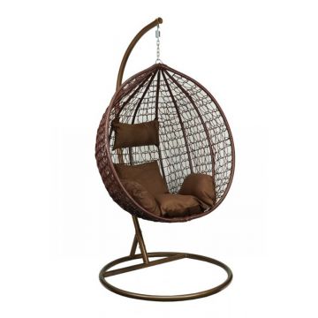 Fotoliu suspendat tip cuib oval Maro, structura din otel, perne incluse, 103x107x195 cm,utilizare interiorexterior
