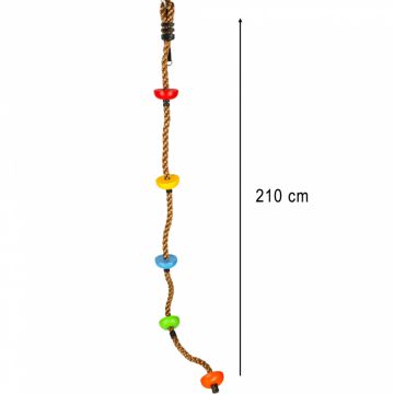 Franghie de catarat pentru copii cu 5 discuri antiderapante, carabiniera metalica pentru asamblare rapida, lungime totala 210 cm