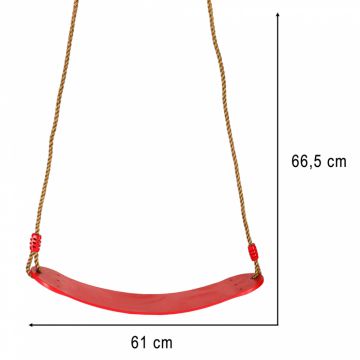 Leagan clasic de gradina pentru copii Ikonka red, cu franghii impletite reglabile, inele metalice
