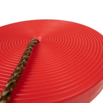 Leagan rotund pe franghie, pentru copii, Kruzzel, asamblare simpla, Lungime reglabila 100-175 cm, diametru disc 28cm, Red