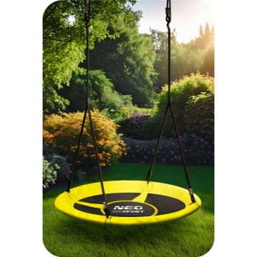 Leagan tip cuib pentru copii Neo-Sport Galben XXL, 100 cm, material impermeabil, cadru din otel, greutate suportata 150 kg