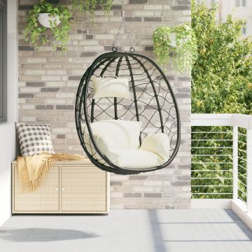 Scaun Ou Suspendat fără Suport Crem Alb Poli Rattan