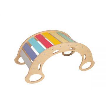 Set leagan Montessori din lemn PRO 5 in 1 cu tabla 2 in 1 &ndash; Multicolor