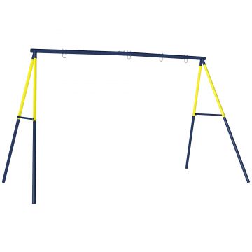 AIYAPLAY Cadru pentru Leagăn de Grădină pentru Copii, Structură din Oțel, Anti-UV, Impermeabil, Suportă 150 kg, cu 4 Cârlige pentru Leagăn Tip Cuib, Leagăn în U, Scară, 260x160x178 cm, Albastru | Aosom Romania