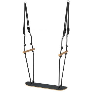 AIYAPLAY Leagăn skateboard pentru copii cu înălțime reglabilă, placă antiderapantă, frânghie rezistentă la intemperii, mânere Negru | Aosom Romania