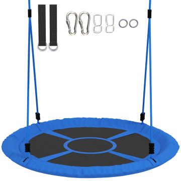 AIYAPLAY Leagăn tip cuib, leagăn pentru 2 copii cu corzi reglabile pe înălțime, șezut rotund Ø 80 cm, albastru | Aosom Romania