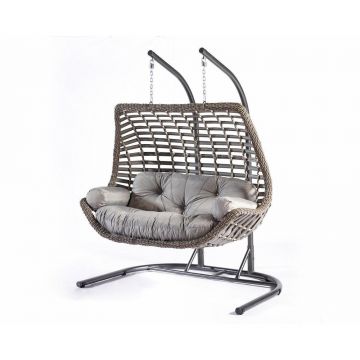 Balansoar de gradina Lux Rattan cu 2 locuri Arkadas, Gri, 173x214x120 cm - Gri