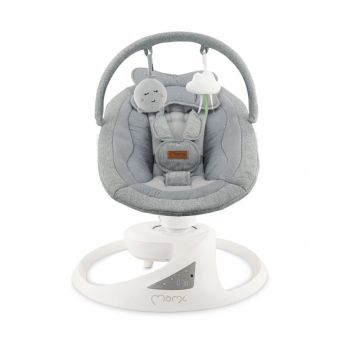 Balansoar electric pentru bebelusi Momi Pearl Grey cu sezut rotativ 360 grade