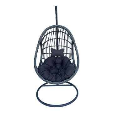 Cuib de leagan Cungo, Metal si ratan PE, 125x105x195 cm - Gri