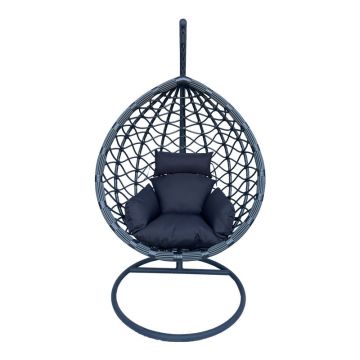 Cuib de leagan Lyere, Metal si ratan PE, 120x108x195 cm - Gri