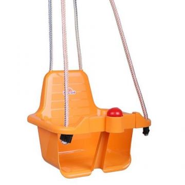 Leagan cu spatar pentru bebelusi Dohany Portocaliu, franghii reglabile, buton cu sunete, utilizare interiorexterior