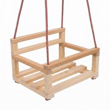 Leagan copii cu spatar din lemn Klemmys Collection Natur 40x30 cm,franghii reglabile