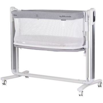 Leagan electric si patut pentru copii Chipolino Ultima cu laterala culisanta grey