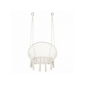 Leagan suspendat Boho, Baby Mix, Pentru gradina si interior, Dimensiuni 80×60×120 cm, Sustinere pana la 125 kg, Bej