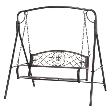 Outsunny Leagăn de grădină Bancă-leagăn pentru grădină Outdoor-Schaukel, design vintage, aspect alama, 167 cm x1 23 cm x 175cm | Aosom Romania